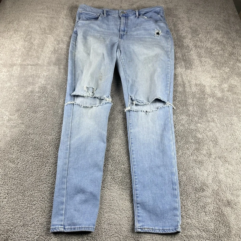 Levis 721 High Rise Skinny Jeans Womens 33 Blue Light Wash High Rise‎ Distressed